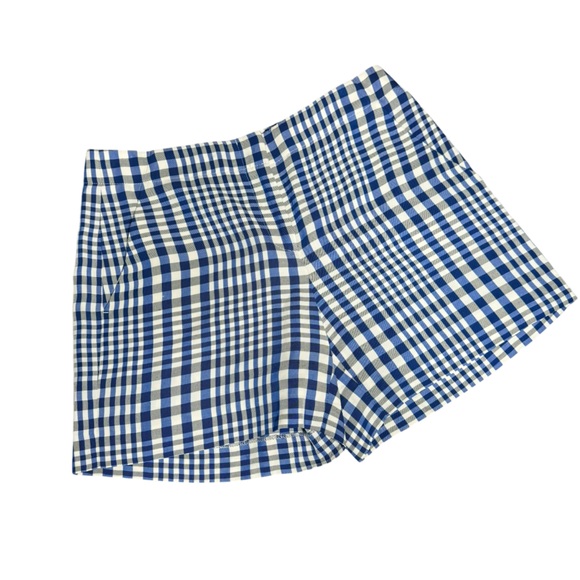 Theory Linen-Blend Checked Shorts NWOT 0 - Picture 4 of 13